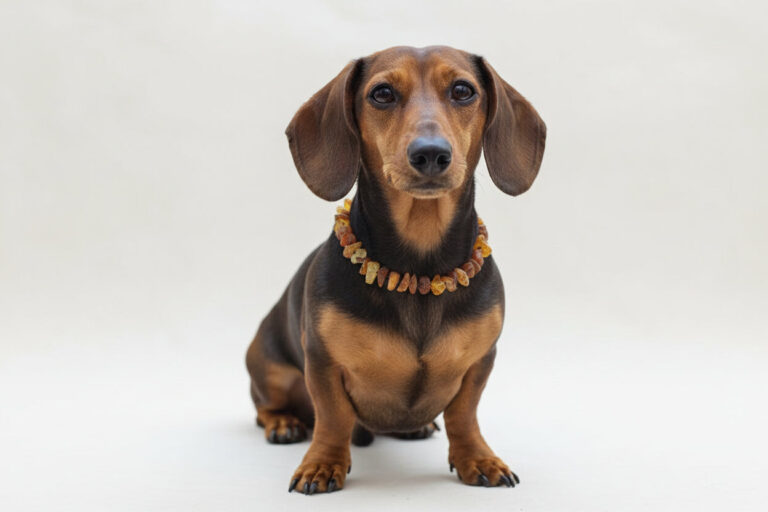 Hunde Bernsteinkette Click von amberdog – unbehandelter Rohbernstein mit Sicherheitsverschluss
